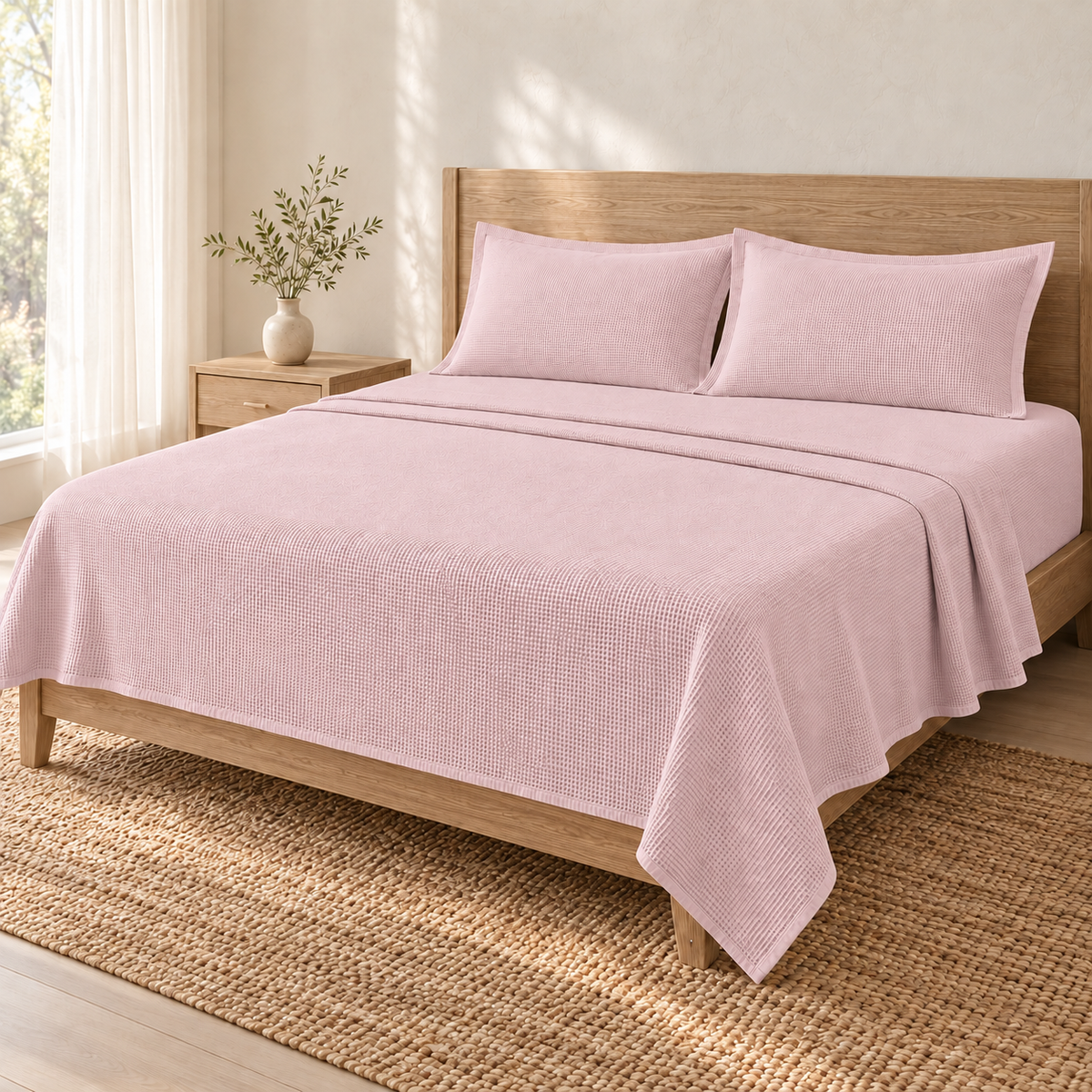 Nest Weave 100% Cotton Waffle Bedsheet Set – King Size