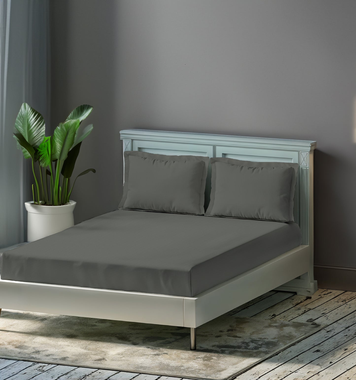 Midnight Velvet bedsheet - dark grey satin cotton
300 TC cotton bedsheet king size - Cloud Comfort
Luxury grey bedsheet with pillow covers