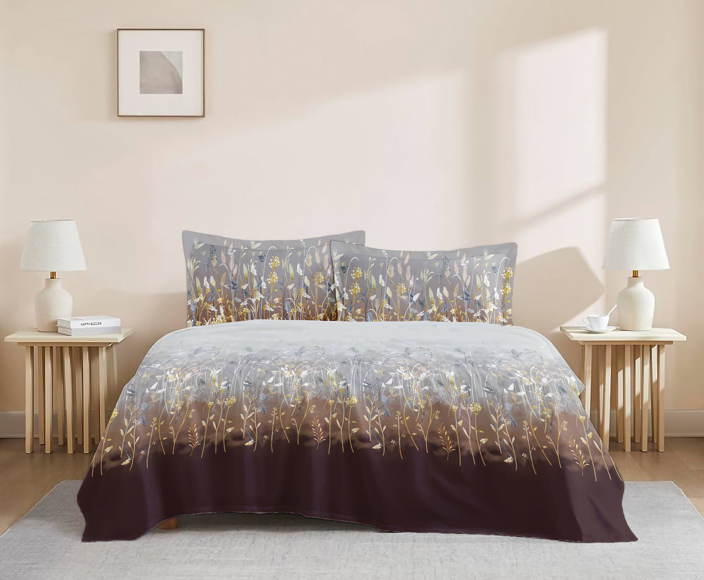 Kora Kaagaz - 300 TC Sateen Printed Flat Set