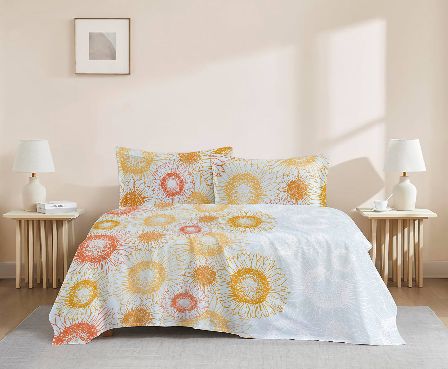 Aakaash Taraang - 300 TC Sateen Printed Flat Set
