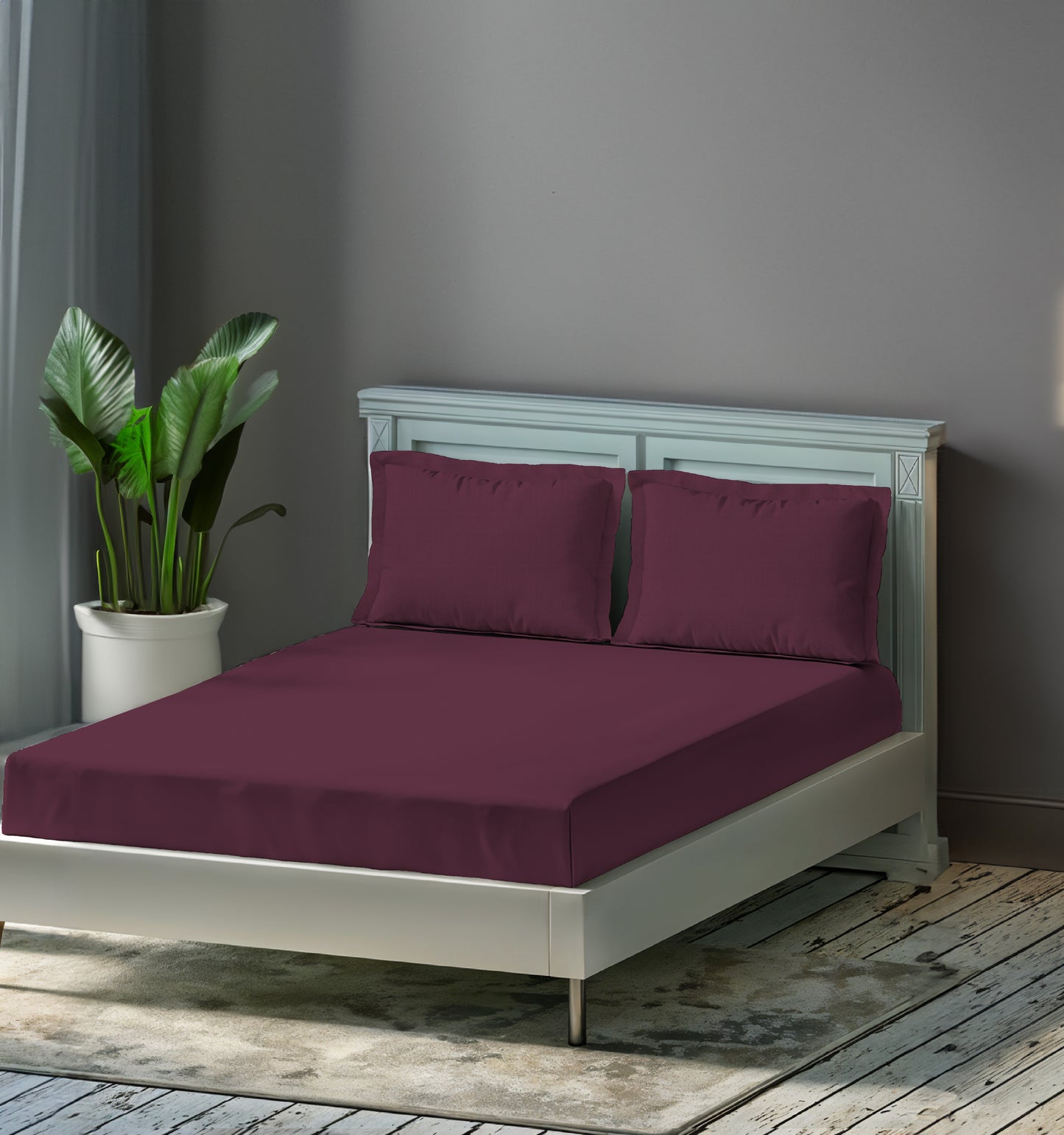 Maroon Dusk: Wine Sateen Bedsheet