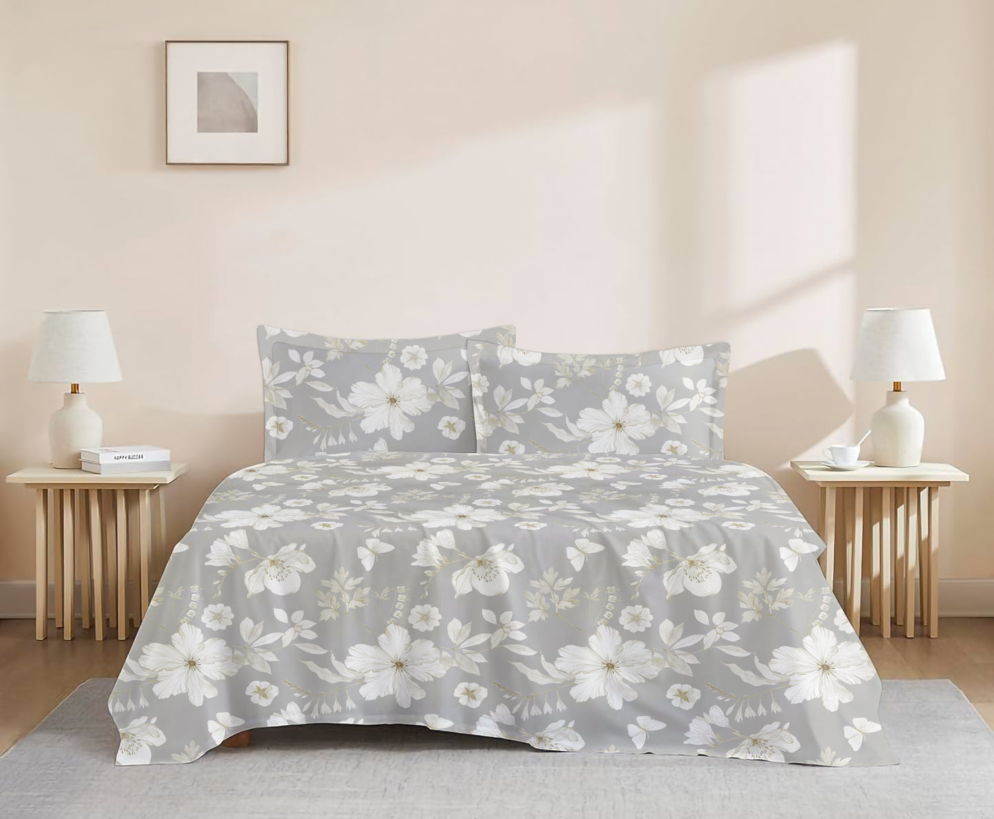 Nivaan Shwas - 200 TC Percale Printed Flat Set