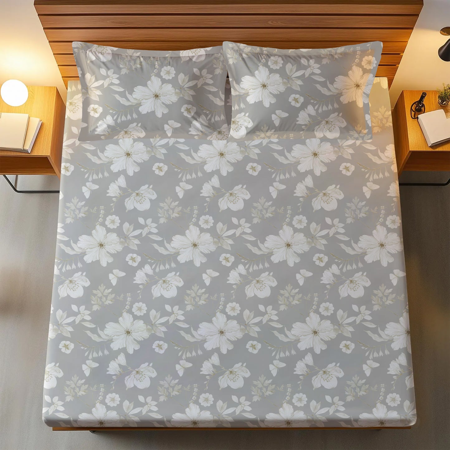 Nivaan Shwas - 200 TC Percale Printed Flat Set