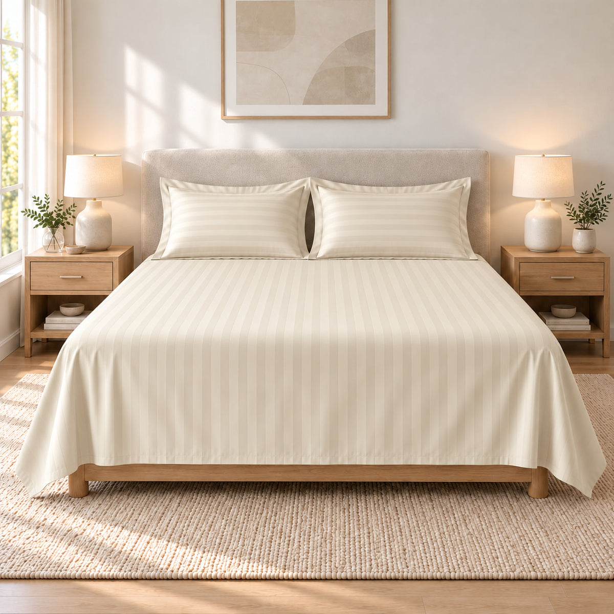Dreamscape Woven — 300 TC Cotton Sateen Bedsheet Set