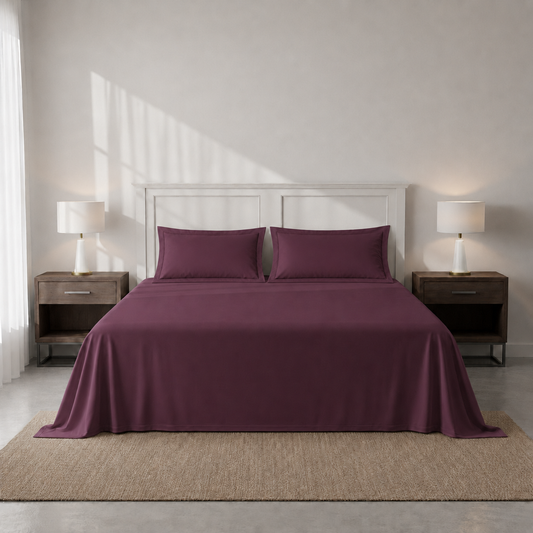 Maroon Dusk: King Size Sateen Bedsheet