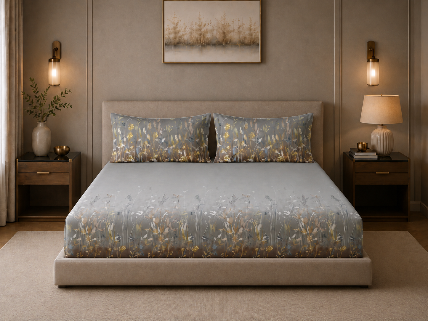 Kora Kaagaz - 300 TC Sateen Printed Flat Set