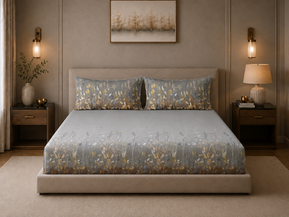 Kora Kaagaz - 300 TC Sateen Printed Flat Set