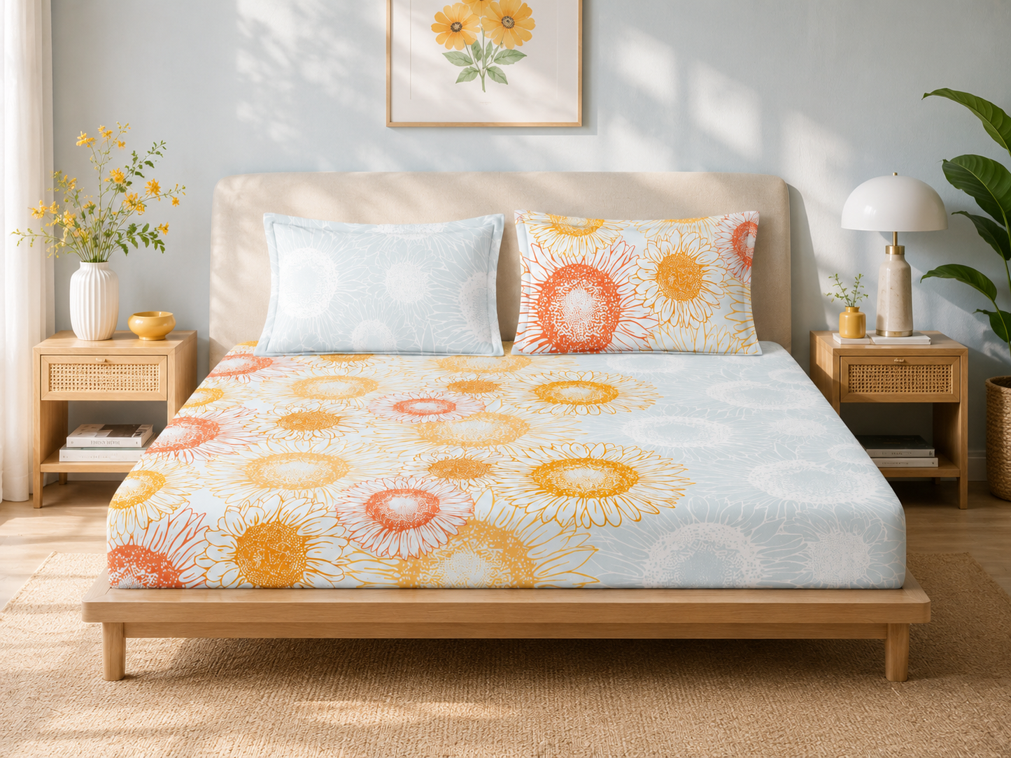 Aakaash Taraang - 300 TC Sateen Printed Flat Set