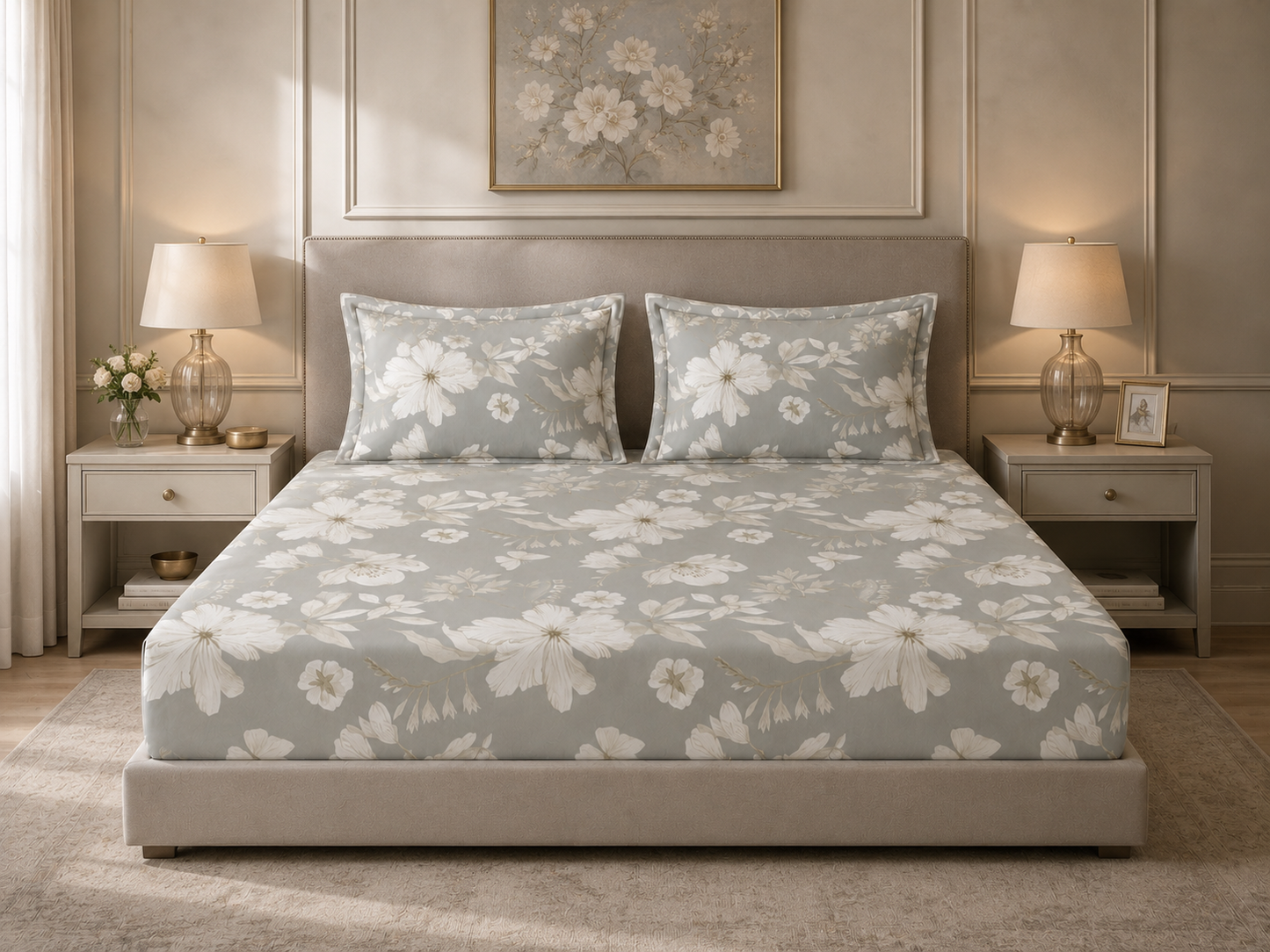 Nivaan Shwas - 200 TC Percale Printed Flat Set