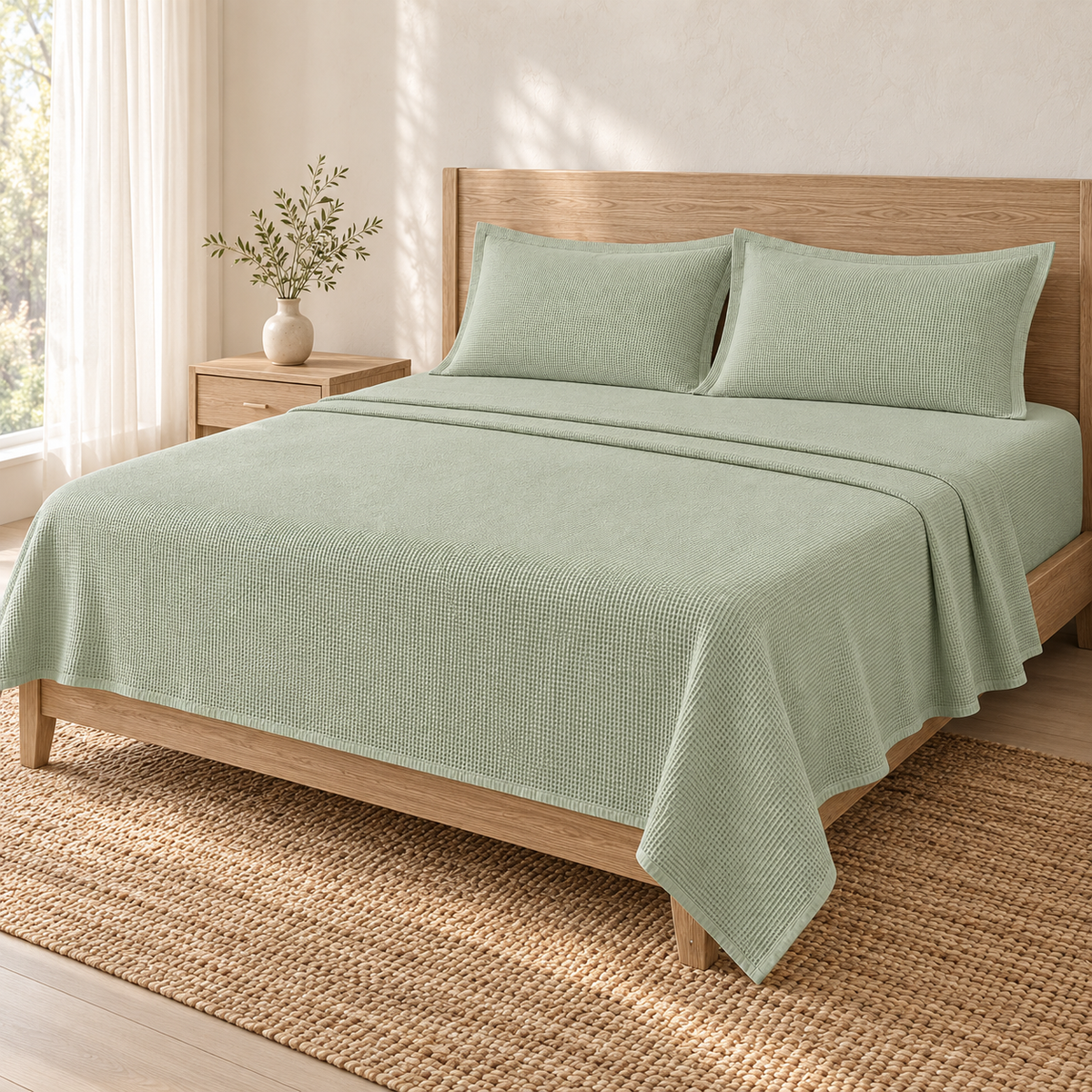 Nest Weave 100% Cotton Waffle Bedsheet Set – King Size