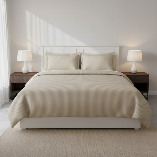 Pearl Loom: King Size Stripe Weave Bedsheet