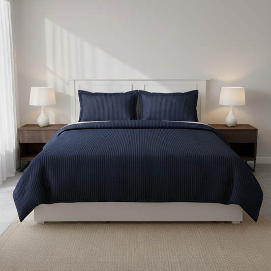 Midnight Line: King Size Stripe Weave Bedsheet