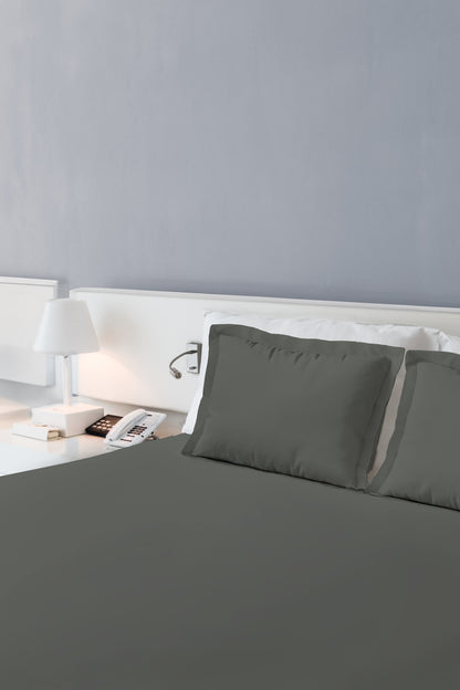 Midnight Velvet bedsheet - dark grey satin cotton
300 TC cotton bedsheet king size - Cloud Comfort
Luxury grey bedsheet with pillow covers

