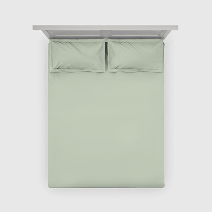 Meadow Dew bedsheet - tea green cotton satin
300 TC green bedsheet for king size bed
Nature-inspired bedsheet by Cloud Comfort