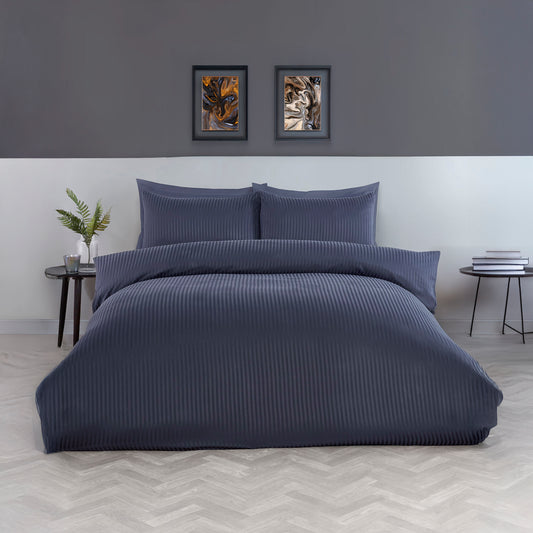 Midnight Line – King Size Stripe Weave Bedsheet
