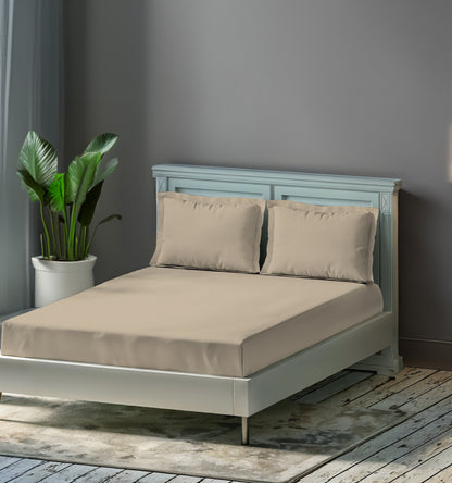 Sandhaze: Beige Sateen Bedsheet