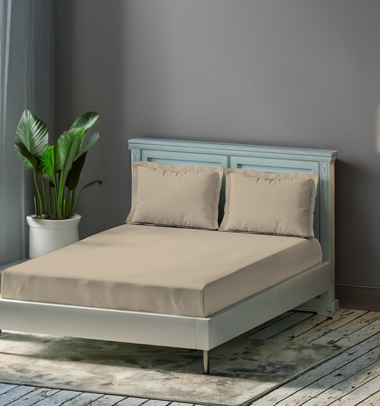 Sandhaze: Beige Sateen Bedsheet