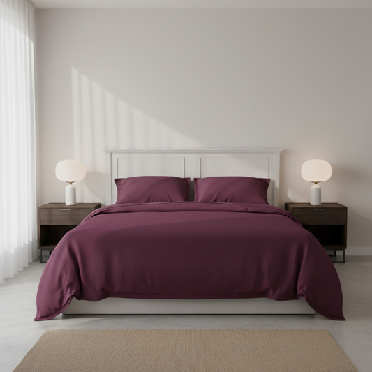 Maroon Dusk: King Size Sateen Bedsheet