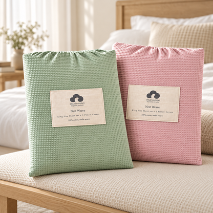 Nest Weave 100% Cotton Waffle Bedsheet Set – King Size