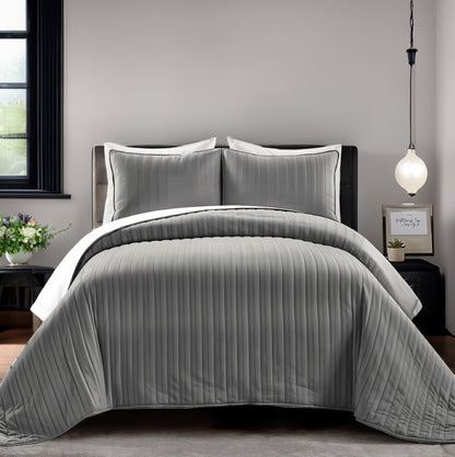 Slatebound quilted bedspread - dark grey cotton
Elegant grey quilted king bedspread set
Cotton bedspread with pillow covers - Slatebound